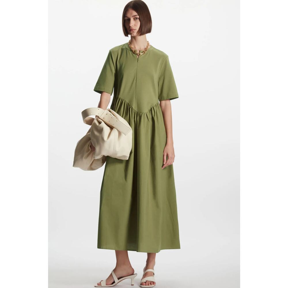 COS Womens Size Medium Green Oversized Asymmetric-Waist Dress New with Tag